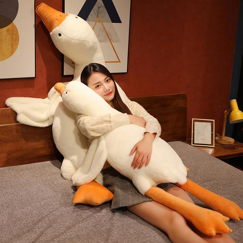 Giant White Goose Plush-63 in Soft Furry Swan Stuffed Animal Pillow,Huge Goose Plush Hugging Pillow Gifts for Every Age (63 in)