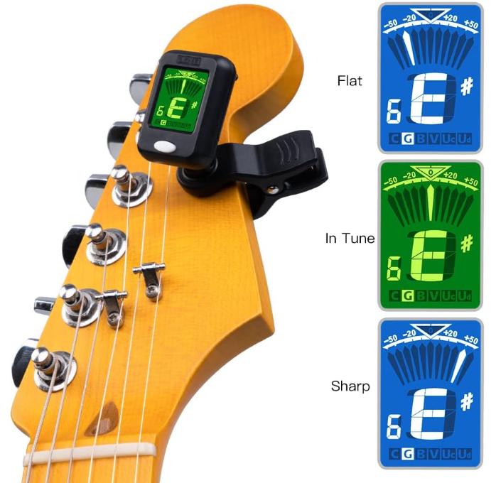 JOYO Clip on Tuner Digital Electronic Tuner for Guitar, Bass, Ukulele, Violin, Mandolin, Banjo Acoustics Calibration Tuner (JT-09)