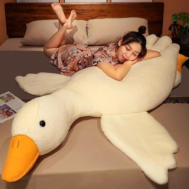 Giant White Goose Plush-75 in Soft Furry Swan Stuffed Animal Pillow,Huge Goose Plush Hugging Pillow Gifts for Every Age (75in)