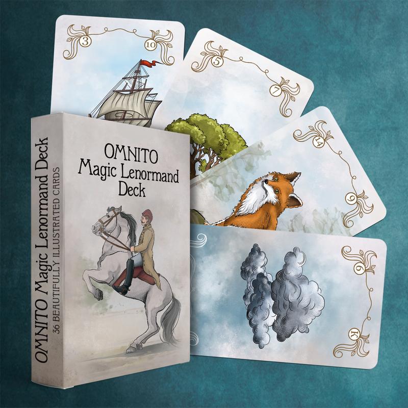 OMNITO Borderless Oracle Magic Lenormand Deck | Wisdom Cards for Love and Life | Mystical Vintage 36-Card Set with Guide Book for Soul, Destiny, and Fortune Reading