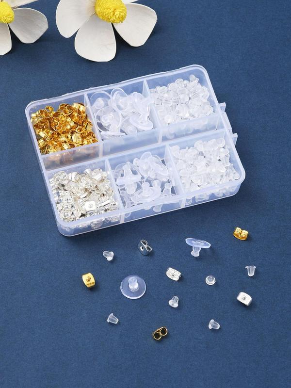 1 Box Mixed Shape Ear Nuts for Diy Jewelry Making, 2024 New Dainty Diy Jewelry for Daily Clothing Decor, Minimalist Aesthetic Diy Jewelry Gift for Women & Men