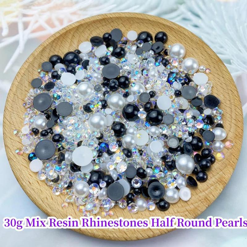 Mixed Color Flat Back Pearl and Rhinestone Combination (1200pcs), DIY Jewelry Making Supplies for Nail Face Art Crafts Jewelry Decoration, Bottles, Cups, Nails, Clothes Shoes