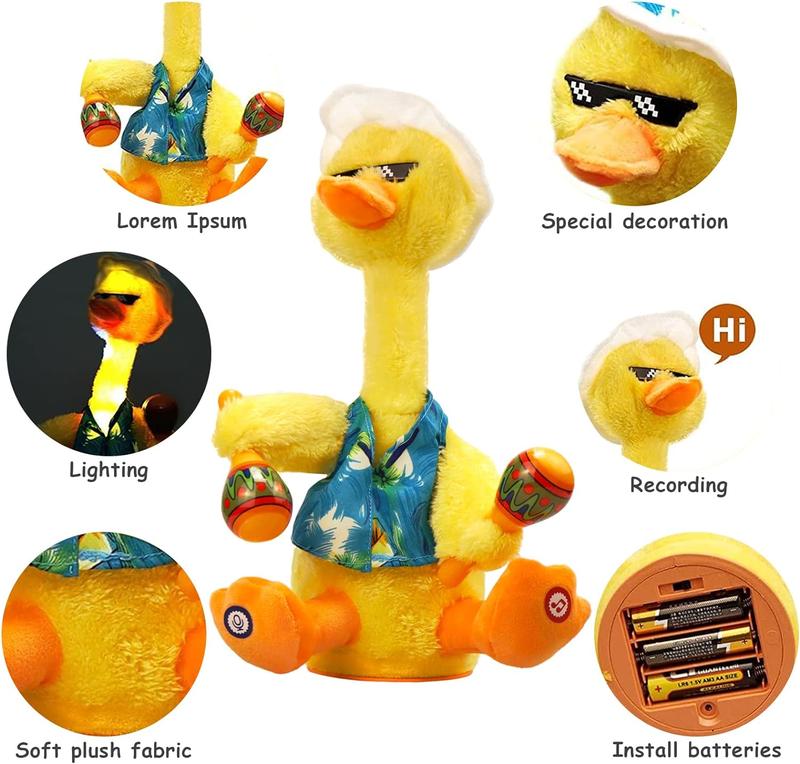 Dancing Talking Duck Toys - Electronic Rattle Toys for Kids - Repeat and Mimicking - Christmas Gifts