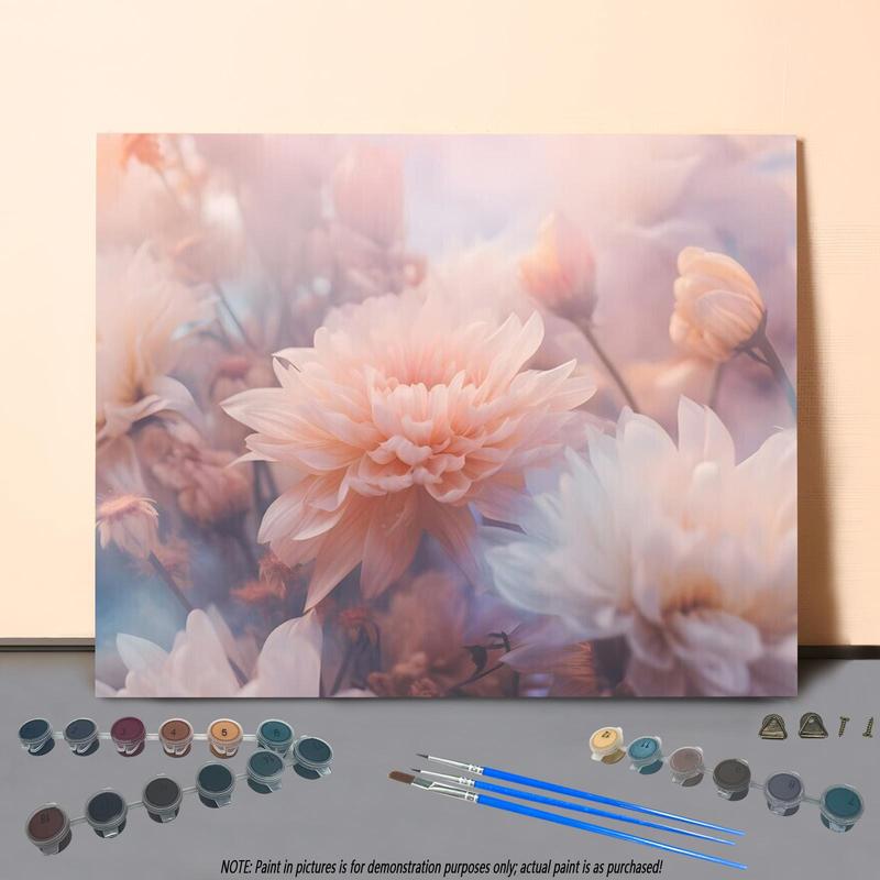 Floral Pattern Digital Oil Painting Kit without Frame, 1 Set DIY Oil Painting By Numbers Kit , Wall Art Decor for Home Living Room Bedroom, Home Decor