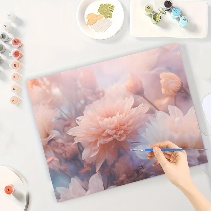 Floral Pattern Digital Oil Painting Kit without Frame, 1 Set DIY Oil Painting By Numbers Kit , Wall Art Decor for Home Living Room Bedroom, Home Decor