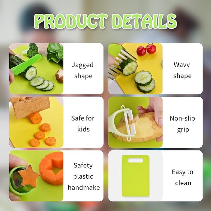 13 17 28counts Safe Children's Kitchen Tool Set,- Children's Toys For Real Cooking, Montessori Kitchen Cooking Set With Cutting Board Crease Kitchenware, Birthday Christmas Gifts For Boys And Girls