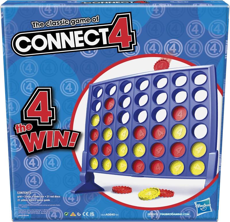 Hasbro Gaming Connect 4 Classic Grid: 4-in-a-Row Strategy Board Game for Kids & Families, 2-Player Fun, Ages 6+