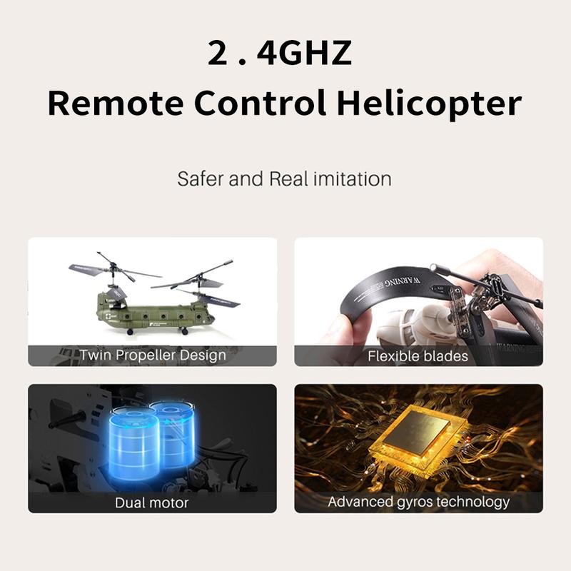 SYMA Remote Control Helicopter, 2.4G 3CH Dual Propellers Fixed Height Simulation Remote Control Military Transport Helicopter