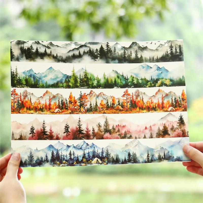 Forest & Mountain Pattern Washi Tape, 1 Count DIY Mountain Landscaping Decorative Stickers, Scrapbooking & Stamping Supplies for Gifts, Christmas Gift