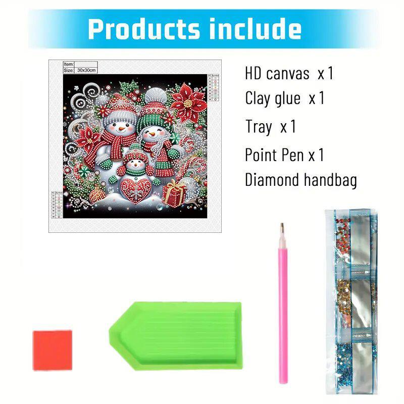 Snowman Pattern DIY Diamond Arts Painting Kit without Frame, 5D Diamond Arts Colorful Painting Kit, Wall Art Decor for Home Living Room Bedroom