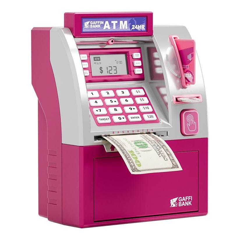 Kids Piggy Bank ATM Toy, a fun,interactive way to teach kids about moneysavings. With a realistic ATM keypad,password security, and the ability to saveboth coins and bills, it's perfect forbirthdays,holidays