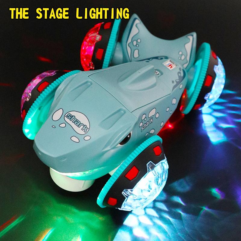 Shark Stunt Drift Rotating Car Toys With Music And Light Ocean Animals Toys