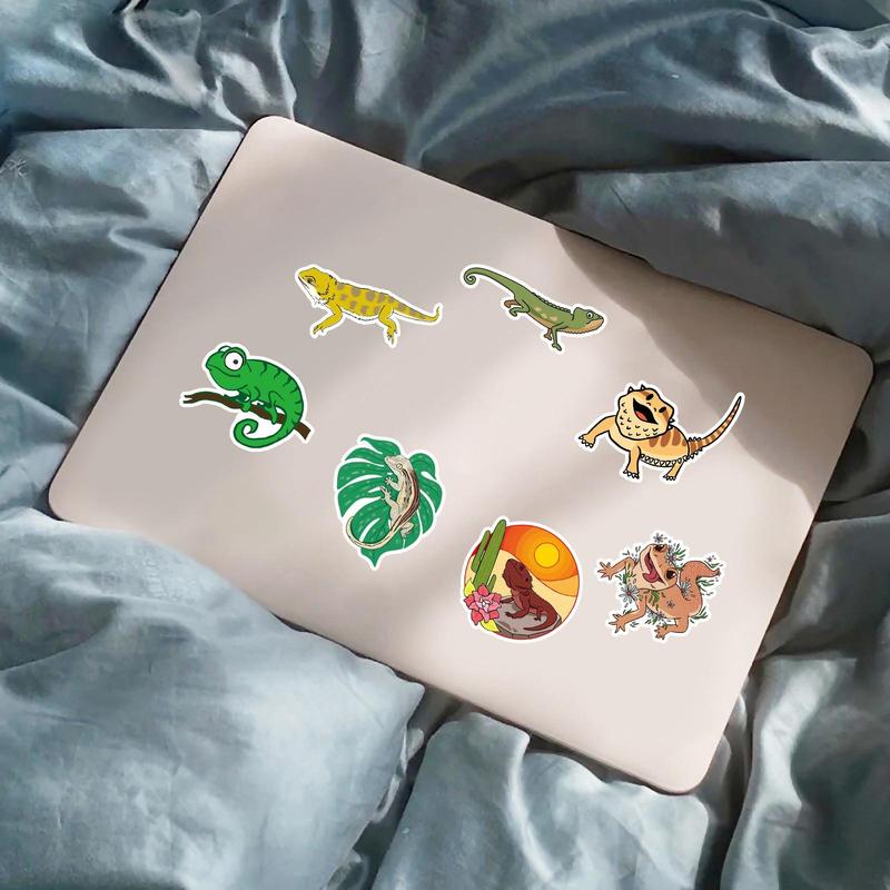 50pcs Cartoon Lizard Pattern Decorative Sticker, Creative Waterproof Sticker For DIY Scrapbook Laptop Luggage Decoration