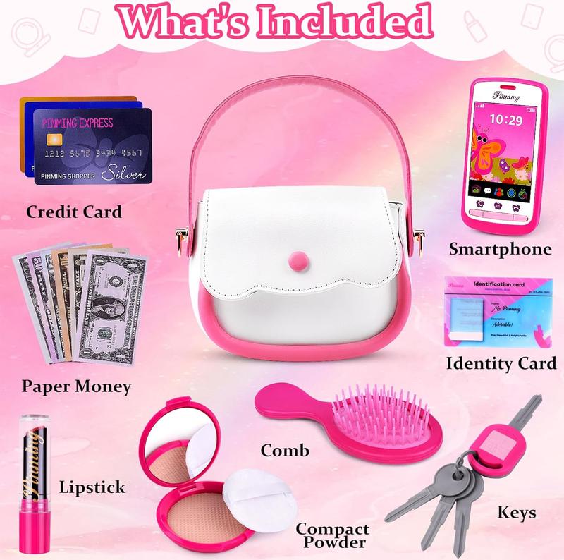 Christmas Play Purse for Little Girls Toys - Toddler Purse Set Pretend Play Makeup Toys for 3 4 5 6 7 Year Old Girls, Kids Toy Purse Birthday Gifts for Girls Ages 3-5 4-5 6-8 Years Old