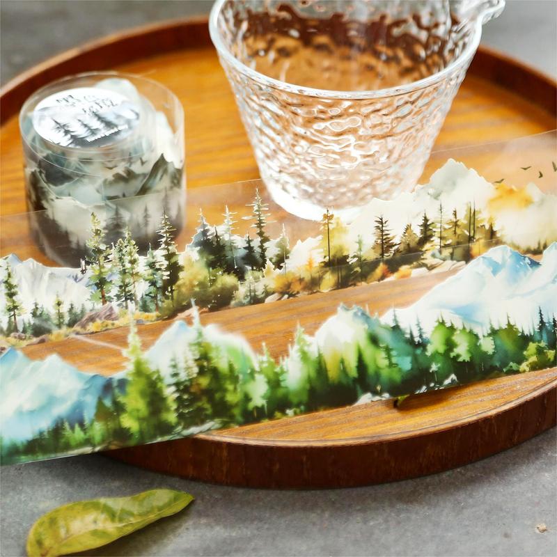 Forest & Mountain Pattern Washi Tape, 1 Count DIY Mountain Landscaping Decorative Stickers, Scrapbooking & Stamping Supplies for Gifts, Christmas Gift