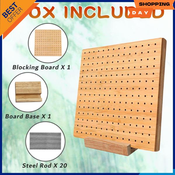 Bamboo Wooden Board for Knitting Crochet and Granny Squares Blocking Board for Knitting and Crochet Projects Handcrafted Knitting Stainless Steel Pins 7.8 Inches