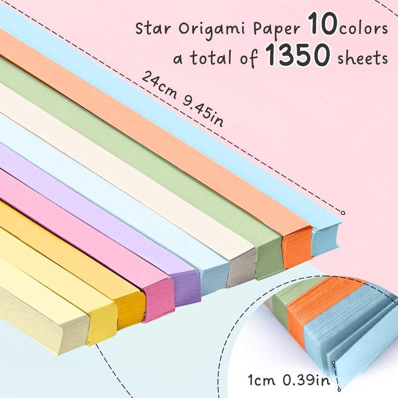 1350 Sheets Star Origami Paper 10 Assortment Color Star Strips DIY Hand Art Crafts Lucky Star Decoration Paper