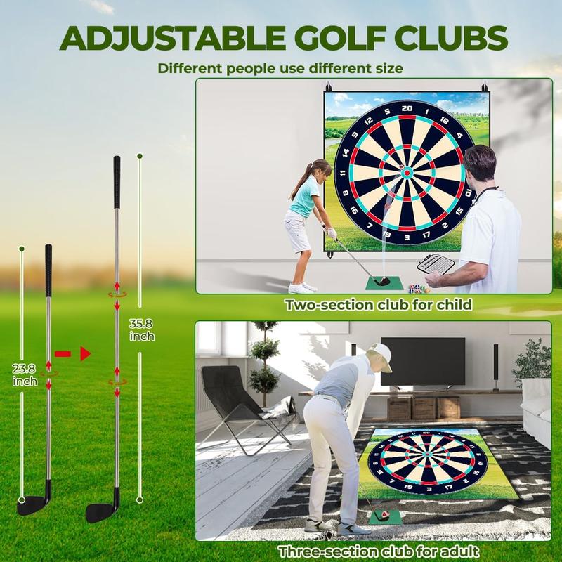 Golf Chipping Game Mat Set,Dart Practice Hitting Mats Golf Game for Adults Indoor Outdoor,Backyard Play Equipment Stick Chip Game Golf Set with Sticky Balls and Darts