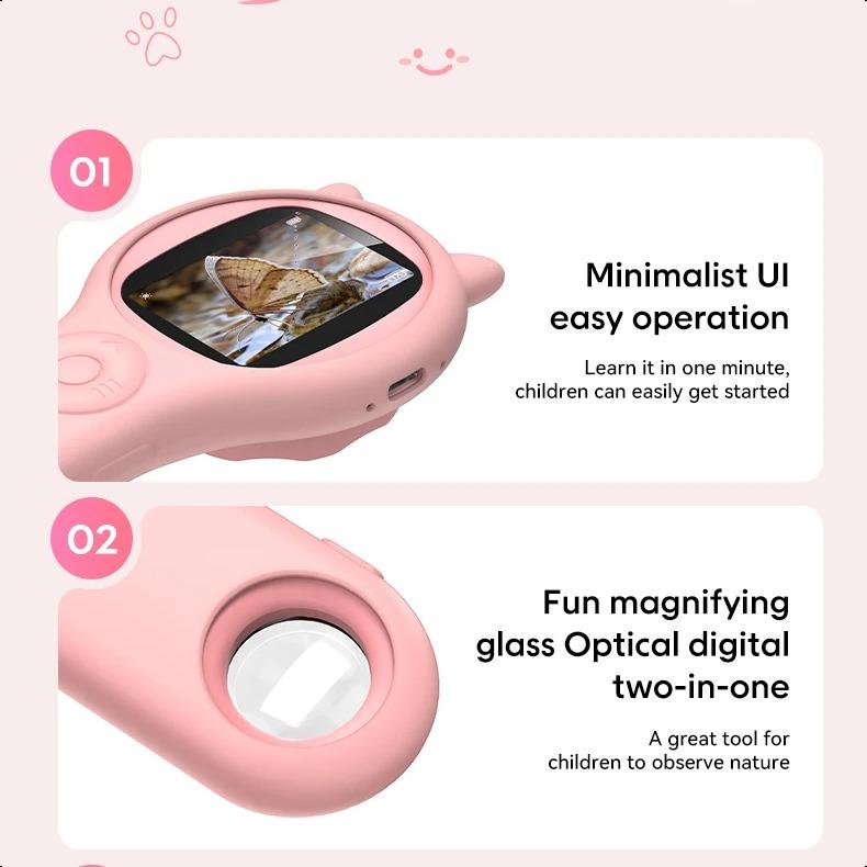 Kids Microscope Portable Handheld Magnifying Digital Microscope for Children Educational Science Toys Christmas Birthday Gifts