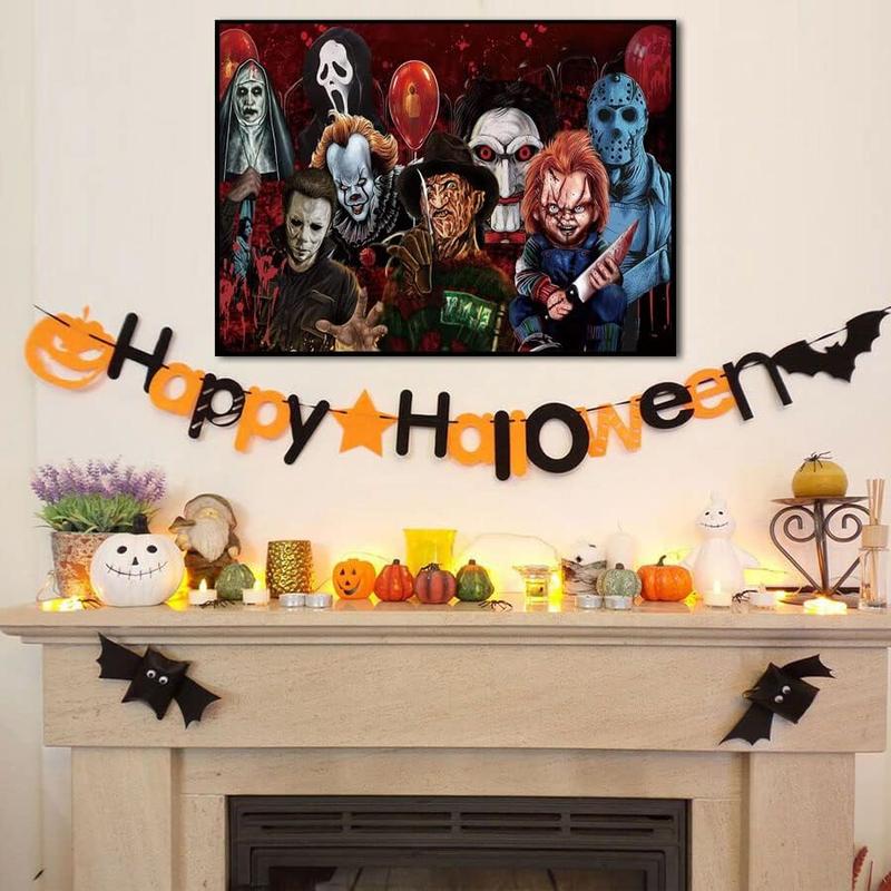 Halloween Diamond Painting Kits for Adults,5D Full Round Diamond Halloween Clown Diamond Art Kit, Large Dots Diamond Painting for Beginners, DIY Beads for Home Wall Decor, 27.5