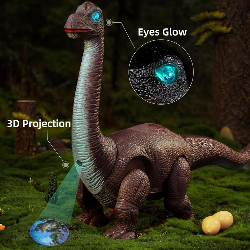 Electric Walking Dinosaur Toy for Boys and Girls 3 4 5 6 7 Years, Realistic Large Brachiosaurus with Lights, Dino Roar Sounds, Projections, Laying Eggs, Jurassic Dinosaur Gift for Toddler Kids