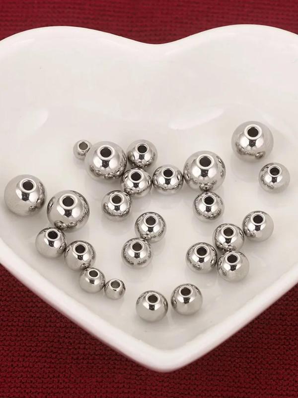 Stainless Steel Round Bead, Minimalist Beaded for Necklace & Bracelet, Diy Jewelry Making Supplies for Women & Girls