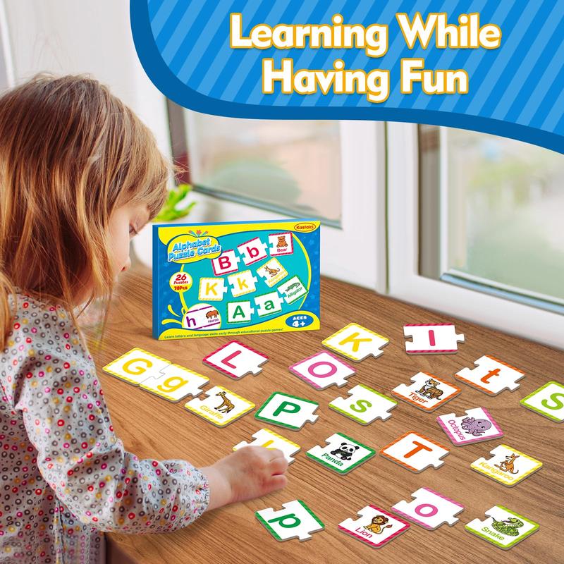 Alphabet Puzzle Cards,ABC puzzle,Alphabet Learning Toys,Matching Letter Game,Learning Activities,Self Correcting Puzzles