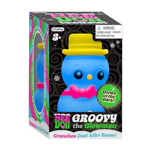 Schylling NeeDoh Squishmas Groovy Glowman - Christmas Fidget Toy - Satisfying Snow-Like Crunch in Assorted Colors - Ages 3 to Adult (Pack of 1)