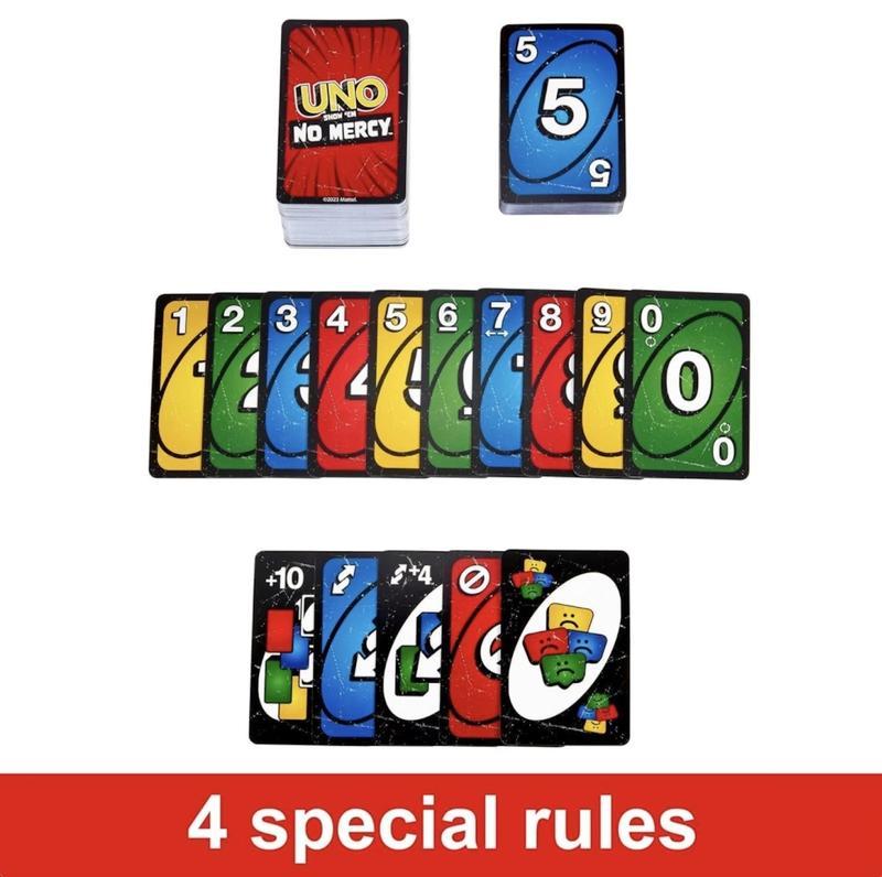 [NEW VERSION] UNO NOMERCY PLUS 196 CARDS with more new extended functions, UNO latest upgrade for longer time playing