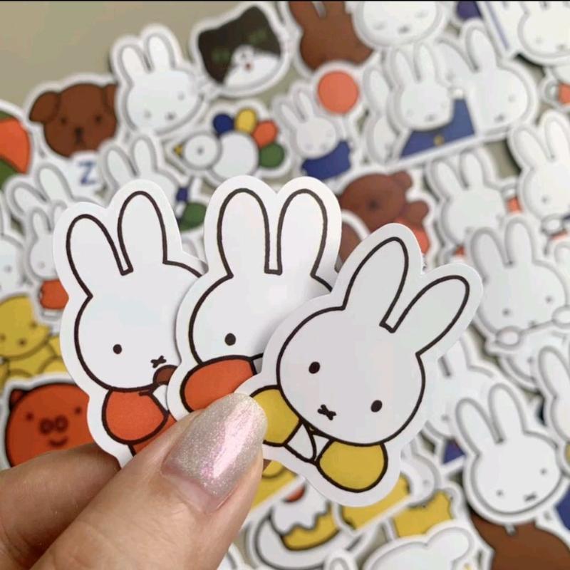 Miffyy Stickers | 64 pcs set Cartoon Rabbit DIY Fashion Waterproof Doodle Decals Stickers