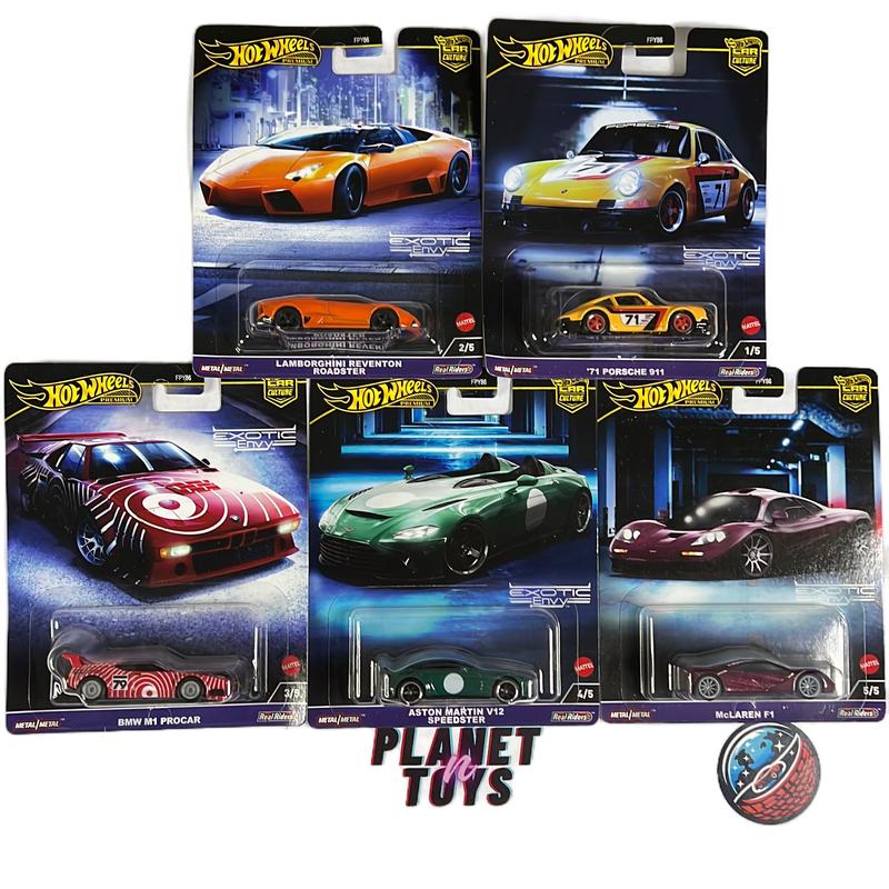 Hot Wheels Premium Car Culture 2024 Exotic Envy Set of 5 - Real Riders - 1:64 Cars