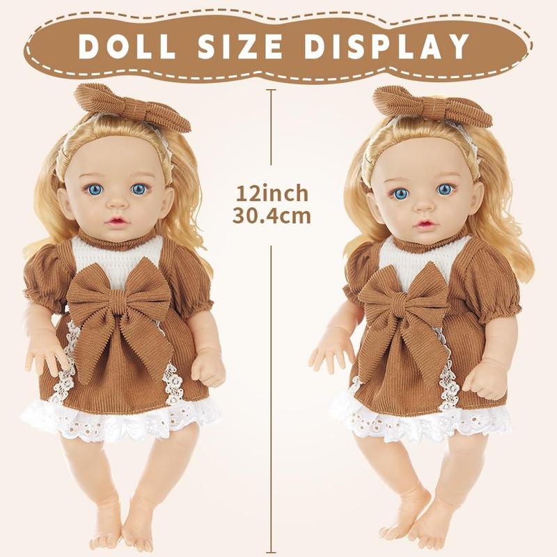 12 Inch Bowknot Decor Doll Accessories Set, 3 Counts set Cute Doll with Outfit, Doll Clothes Set, Doll Accessories, Stocking Fillers Gift