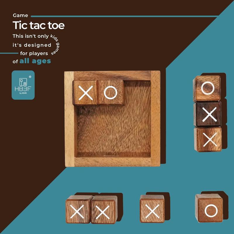 Triplets Block - Wooden Tic Tac Toe Game for Kids and Adults - Coffee Table Décor, Desk Decor, Rustic Home Decor, Family Games Night, Classic Board Games for Birthday Gift Mother Gift (3.7 Inch)