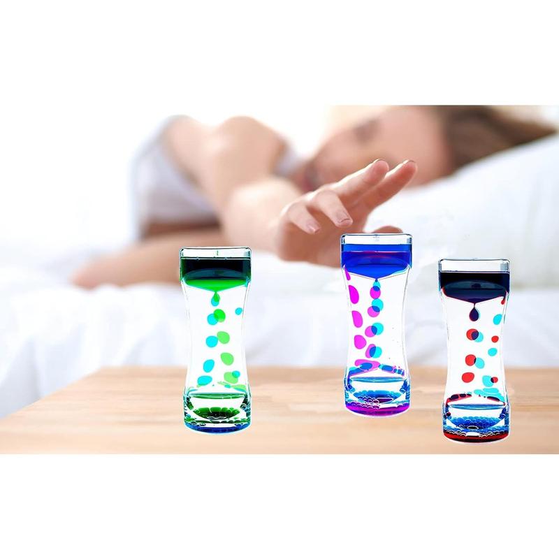 Liquid Motion Bubbler Timer Set of 6 Great Desktop Liquid Timer for Fidget Toy, Rainbow Water Timer for Autism, Activity, Drip Oil Motion Bubble Toy Sensory Play for Office Home Desktop