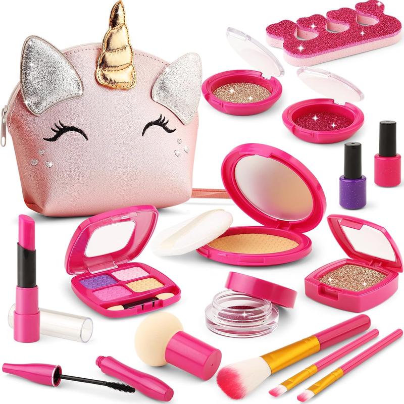 Chartism gift Unicorn Pretend Makeup Kit for Toddlers - Play Set for Girls 3-8 with Toy Purse & Fake Makeup