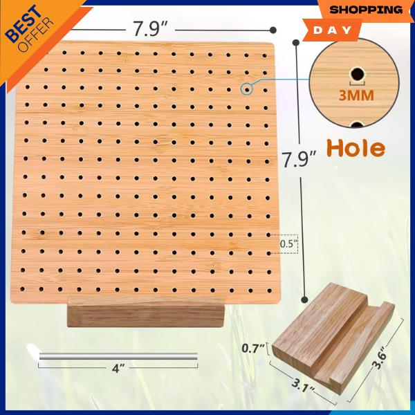 Bamboo Wooden Board for Knitting Crochet and Granny Squares Blocking Board for Knitting and Crochet Projects Handcrafted Knitting Stainless Steel Pins 7.8 Inches