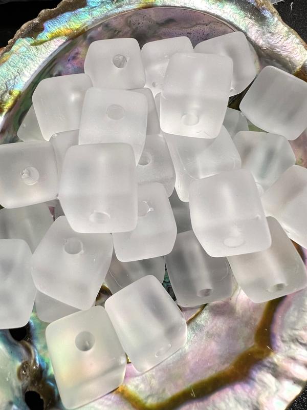 10 PCS- 14mm Silicone Touch Transparent Clear Color Cube Square Beads