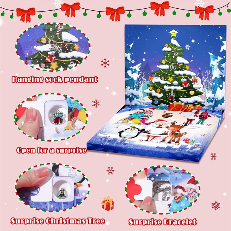 [Maly Home] Christmas Advent Calendar 2024 - 24 Days Countdown with DIY Charm Bracelets Kit & 22 Beads