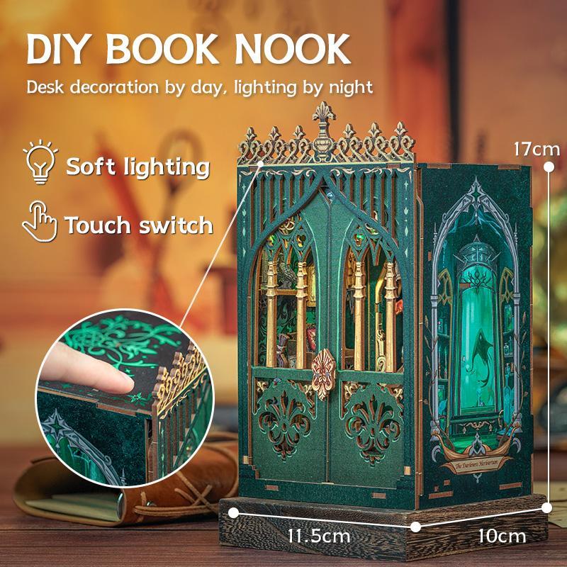 CUTEBEE DIY bookcase with LED lights. Creative DIY toys. Bookcase decoration. Holiday gift with LED lights,cover dust