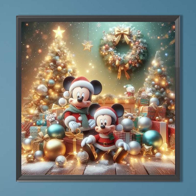 Mickey Mouse Pattern Diamond Arts Colorful Painting Kit without Frame, DIY 5D Diamond Arts Crafts Kit, Wall Art Decoration for Living Room Bedroom