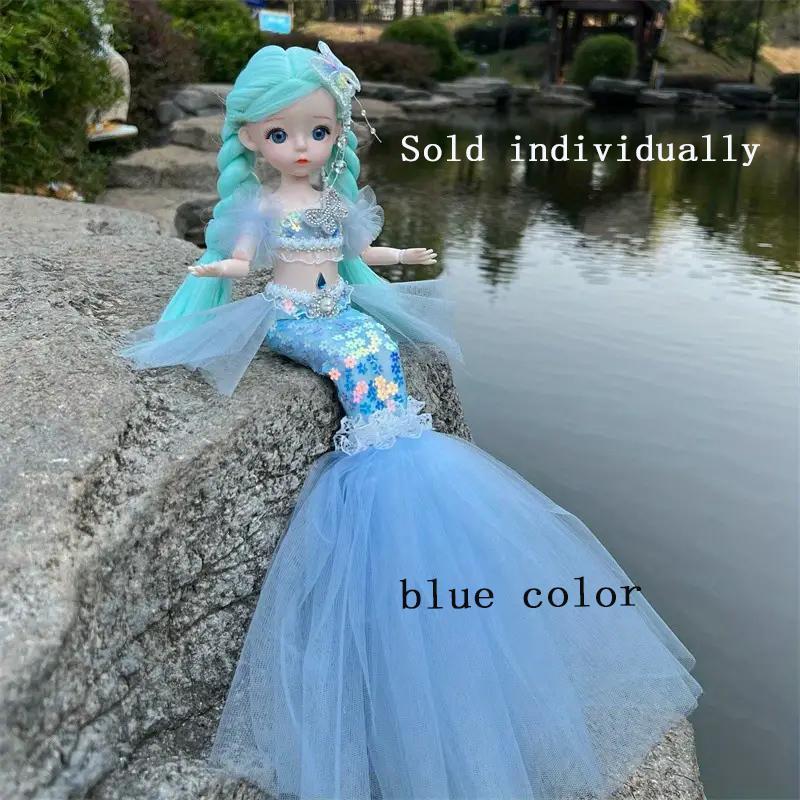 Cute Mermaid Girl Doll, 1 Count Wedding Dress Princess Doll, Mermaid Dolls with Fantasy Hair and Dress, Well-dressed Mermaid Dolls, Christmas Gift