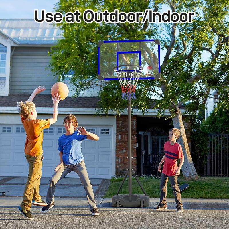 Kids Basketball Hoop Outdoor 4.82-8.53ft Adjustable, Portable Basketball Hoops & Goals for Kids Teenagers Youth in Backyard Driveway Indoor, with Enlarged Base and PC Backboard