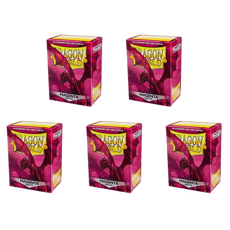 5 Packs Dragon Shield Matte Clear Black Blue Yellow Copper Gold Ivory White Green Crimson Emerald Magenta Standard Size 100ct Card Sleeves Value Bundle