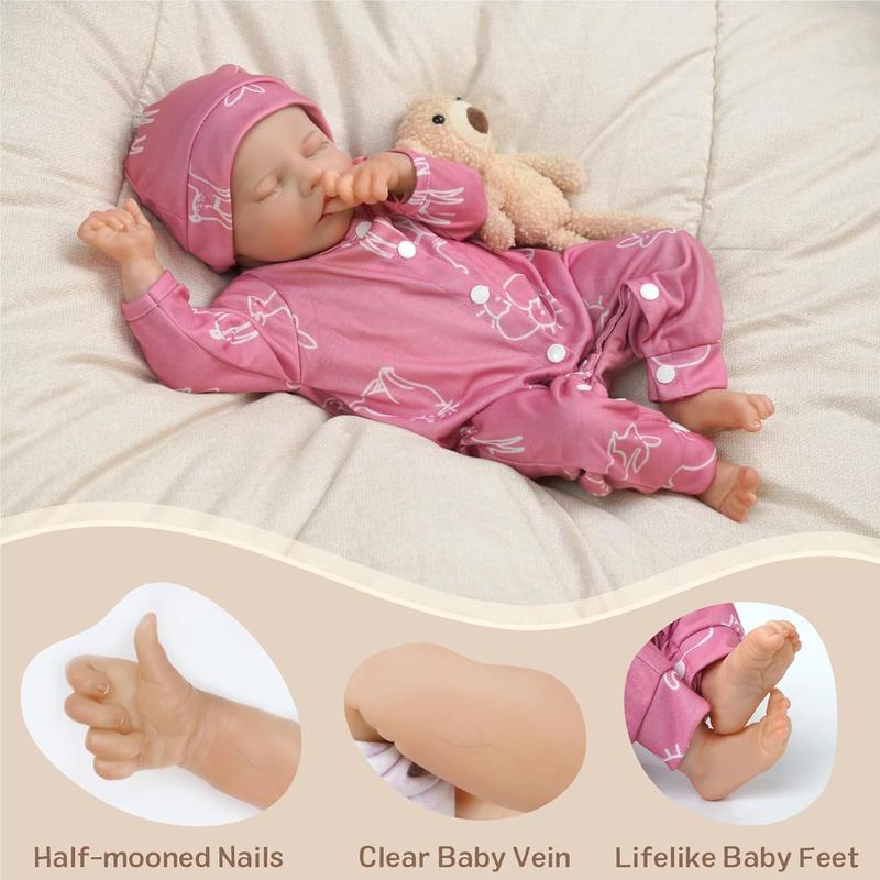 Lifelike Reborn Baby Dolls Girl- 17-Inch Poseable Realistic-Newborn Baby Dolls Full Vinyl Body Anatomically Correct Real Life Baby Dolls with Feeding Kit Gift Box for Kids Age 3+