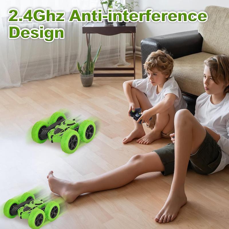 Remote Control Car Stunt RC Cars, 90 Min Playtime, 2.4Ghz Double Sided 360 Rotating RC Crawler with Headlights, 4WD Off Road Drift RC Race Car Toy for Boys and Girls Aged 6-12 Green