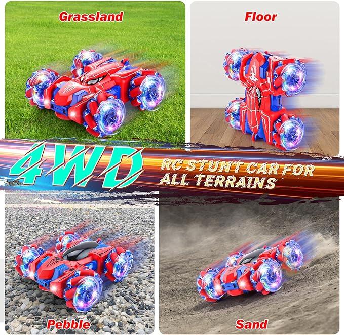 Spider Remote Control Stunt Car, 2.4Ghz RC Toy Cars with Headlight Double Sided Off-Road 360° Rotating RC Drift Car