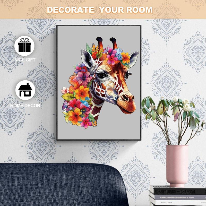 Flowers And Giraffes Wooden Jigsaw Puzzle