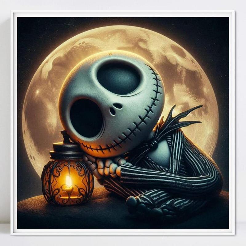 The Nightmare Before Christmas Theme Diamond Arts Colorful Painting Kit, 1 Set DIY Round Diamond Embroidery Kit, DIY Decorative Art Picture