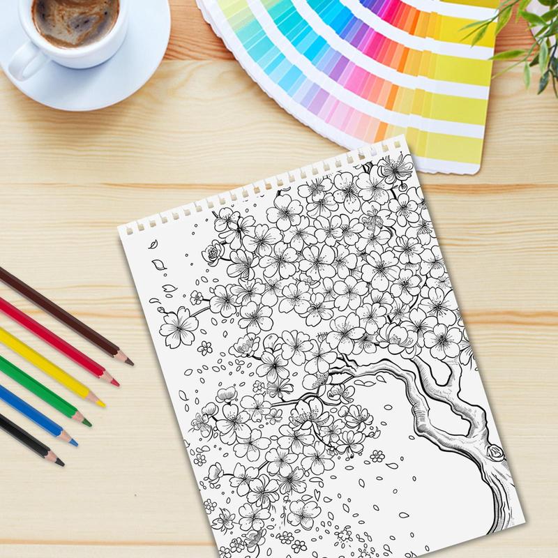 Flower World Theme Coloring Painting, Various Floral Patterns Exquisite Flower Blooming Details Design Lifelike, Christmas and Other Holiday Party Gifts