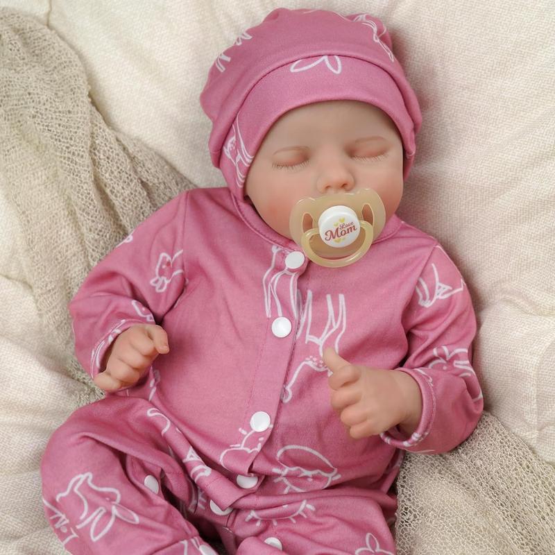 Lifelike Reborn Baby Dolls Girl- 17-Inch Poseable Realistic-Newborn Baby Dolls Full Vinyl Body Anatomically Correct Real Life Baby Dolls with Feeding Kit Gift Box for Kids Age 3+